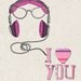 Art Illustration - 8x10 - Ghost Love - pink striped pattern - pop art - headphones - vintage glasses
