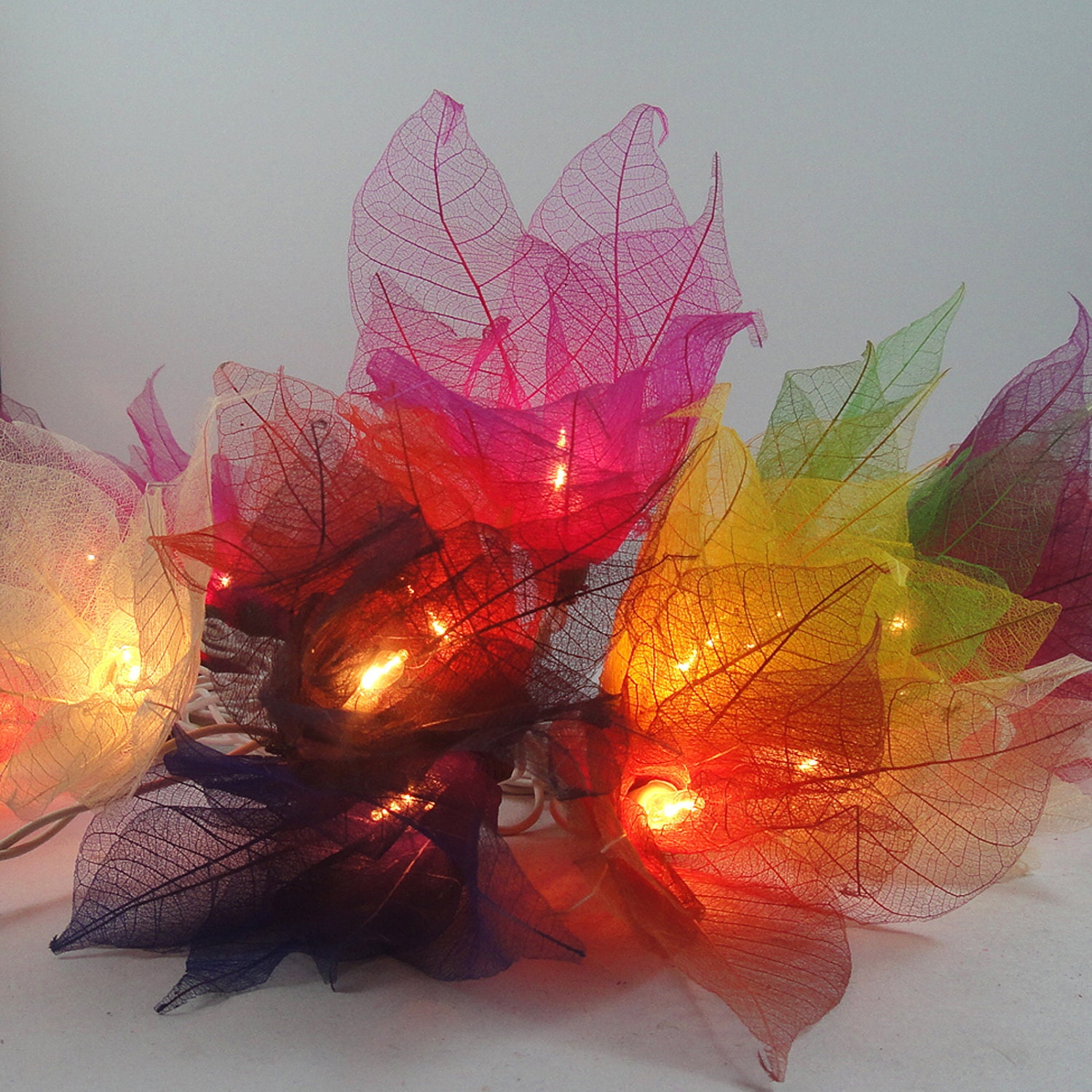 20 Multi Color Bodhi Leave Flower Fairy Lights String 3.5M Home Accent Floral Decor