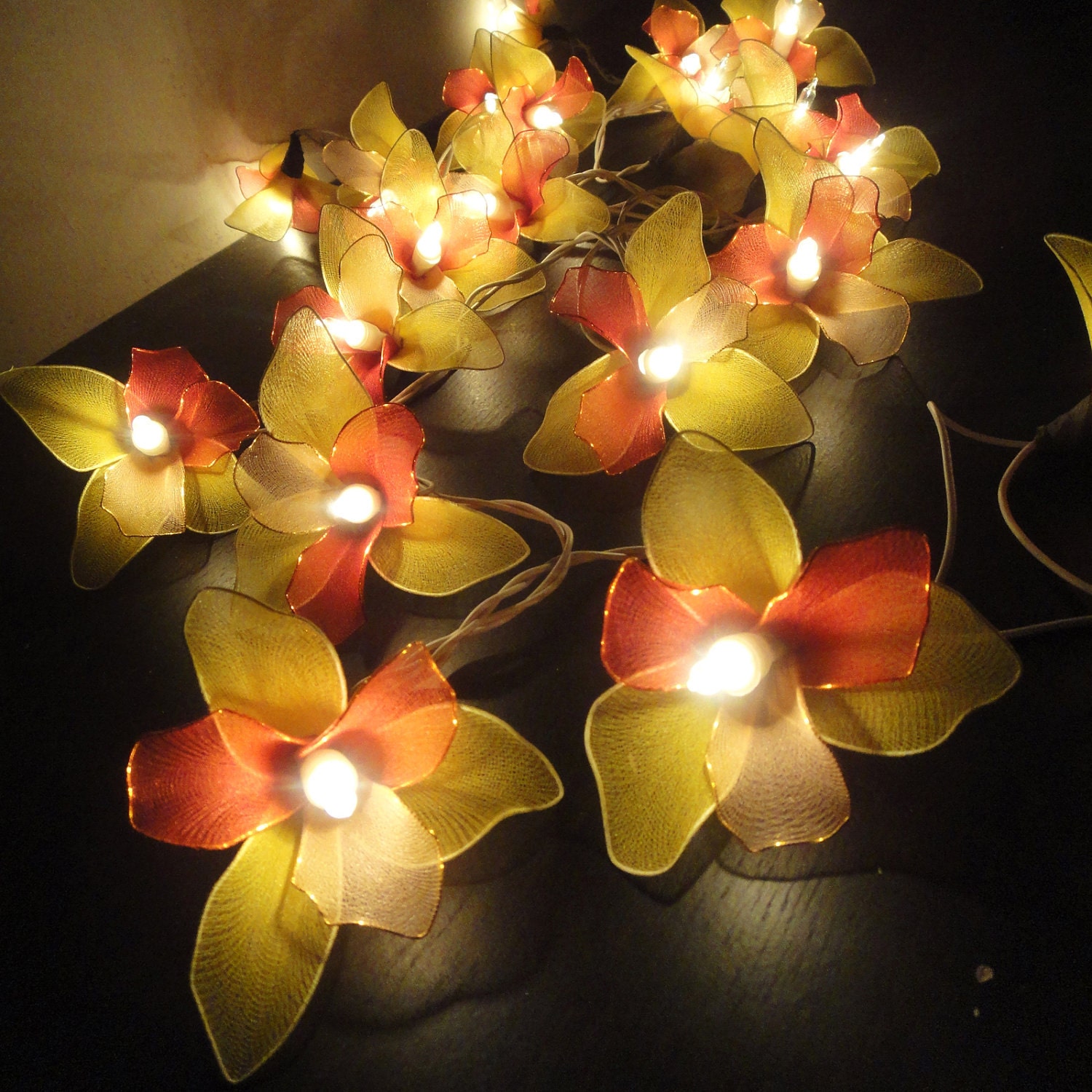 20 Yellow-Red-Pink Orchid Flower Fairy String Lights Wedding Party Floral Home Decor 3.5m