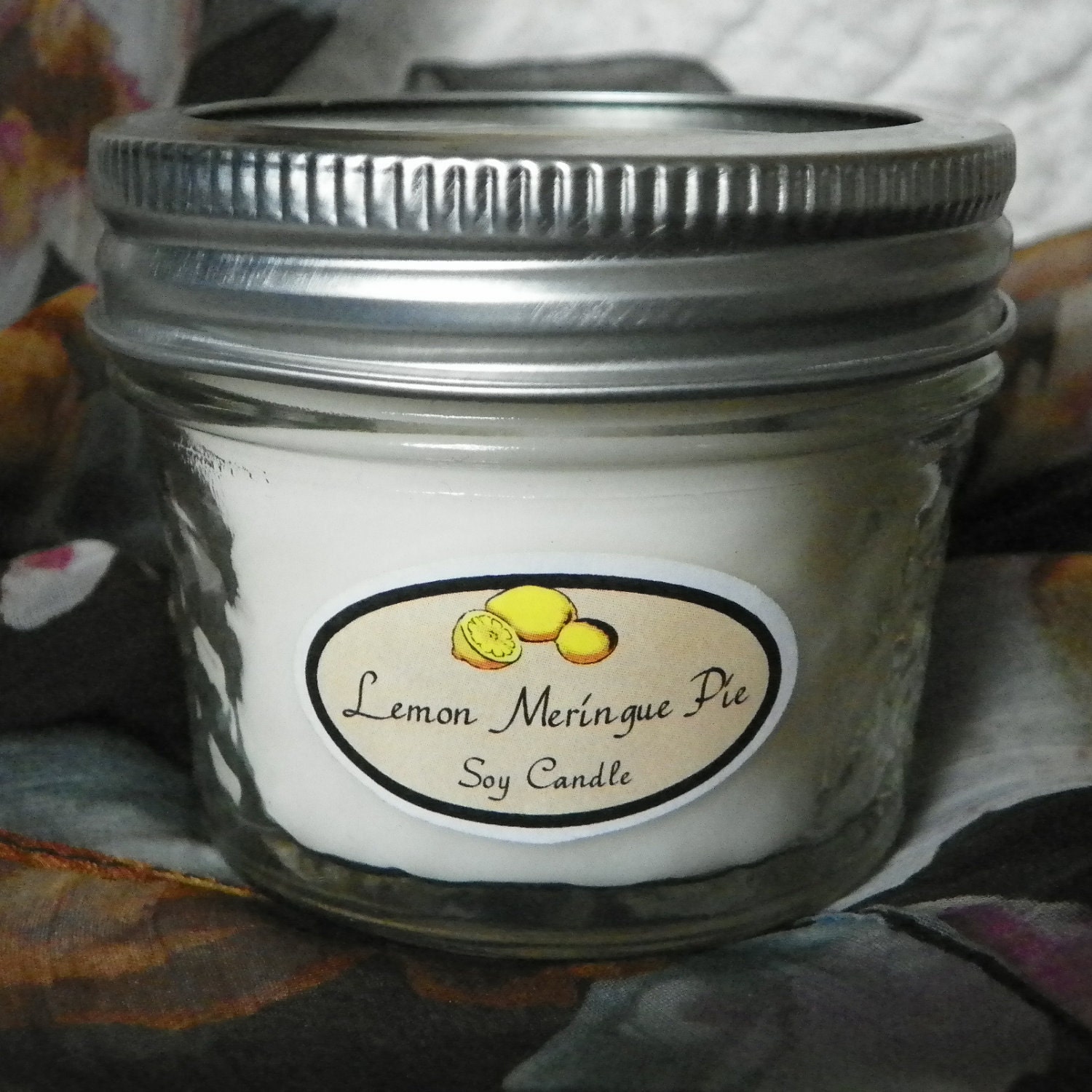 Lemon Meringue Pie 4 oz. Jelly Jar Natural Soy Candle by Abigail's on Main