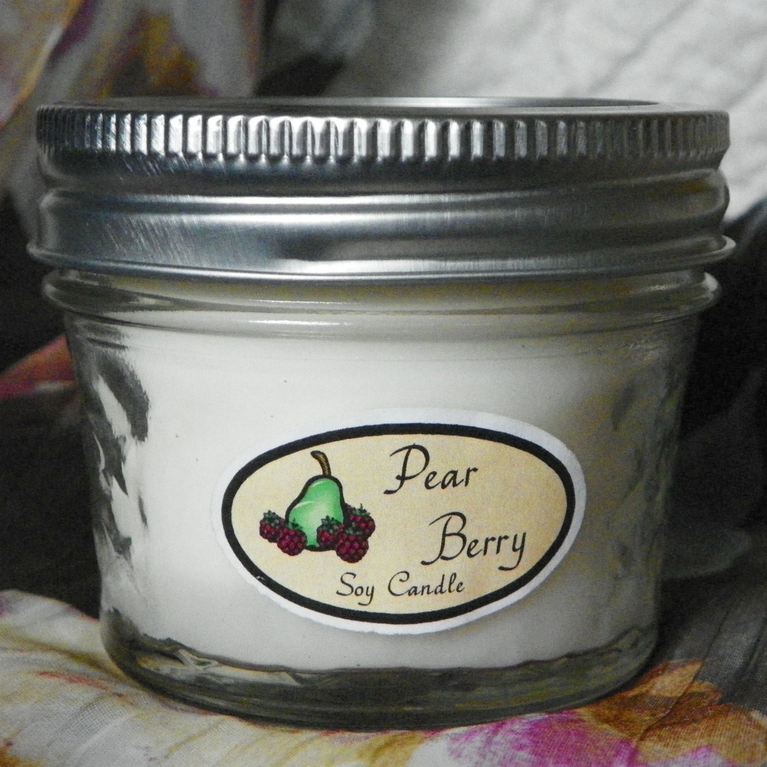 Pear Berry 4 oz. Jelly Jar Natural Soy Candle by Abigail's on Main