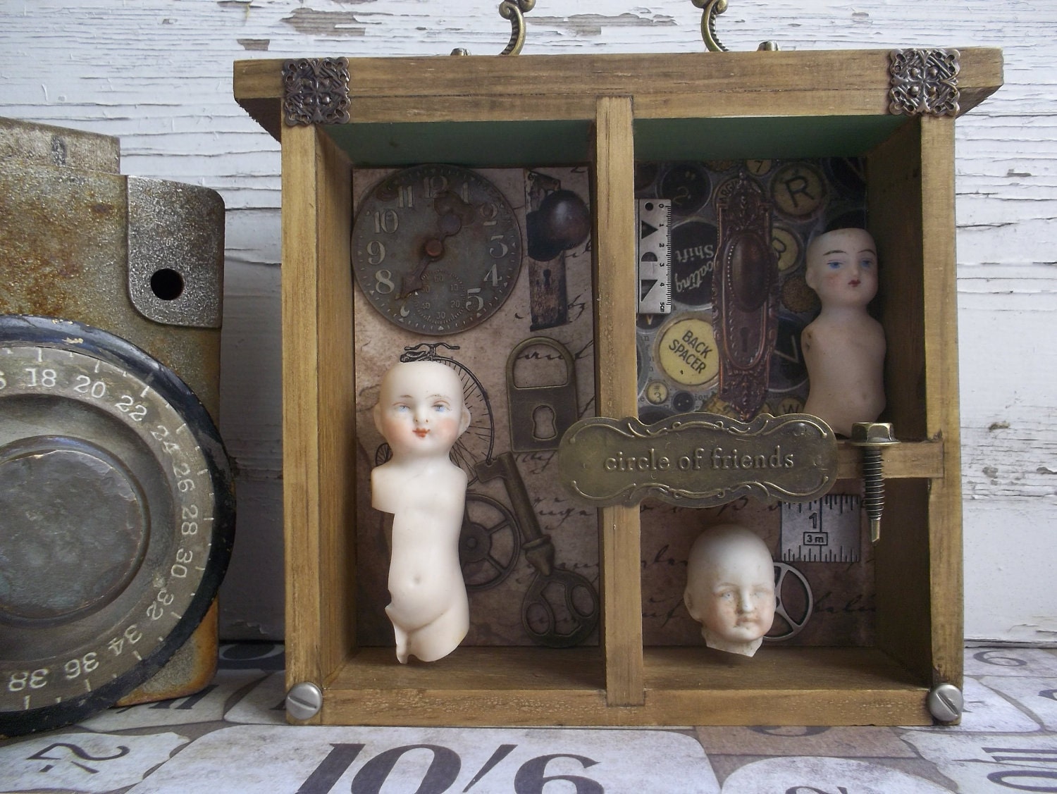 Rediscovered Relics A Handmade Frozen Charlotte Mixed Media Art Shadowbox