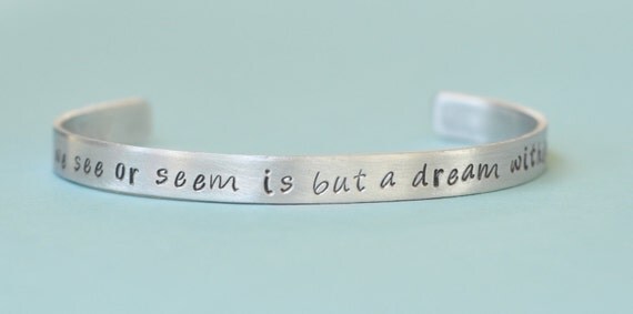 Hand stamped bracelet - Edgar Allan Poe - Dr Who inspired