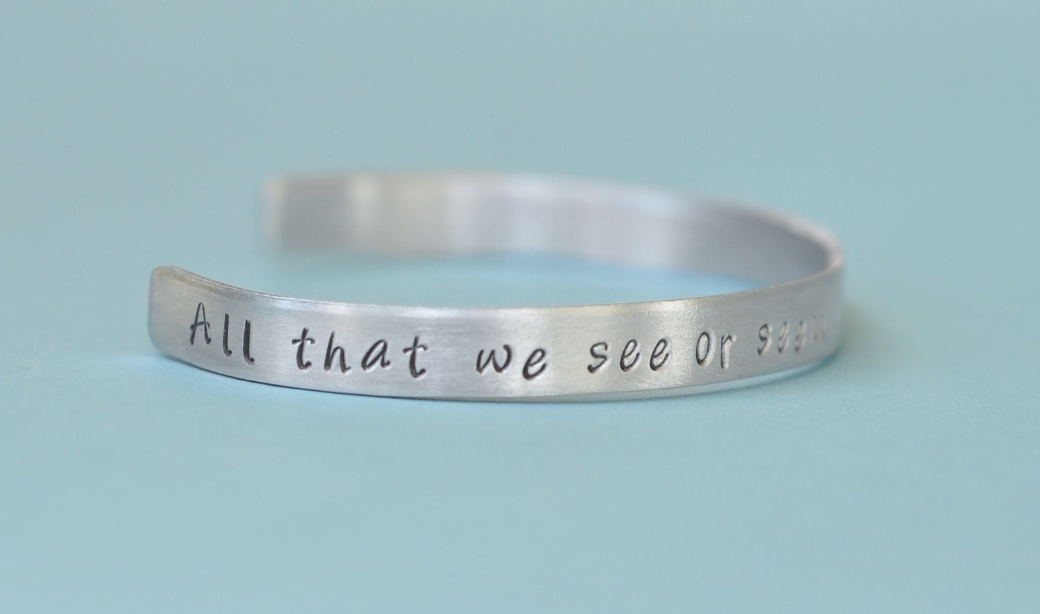 Hand stamped bracelet - Edgar Allan Poe - Dr Who inspired