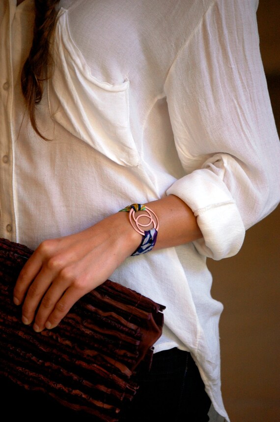 Copper Mandorla Rwandan Textile Bracelet Wrap - Kaleidoscope