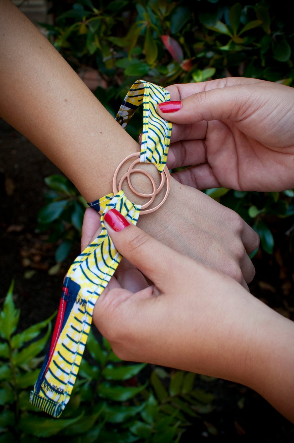Copper Mandorla Rwandan Textile Bracelet Wrap - Kaleidoscope