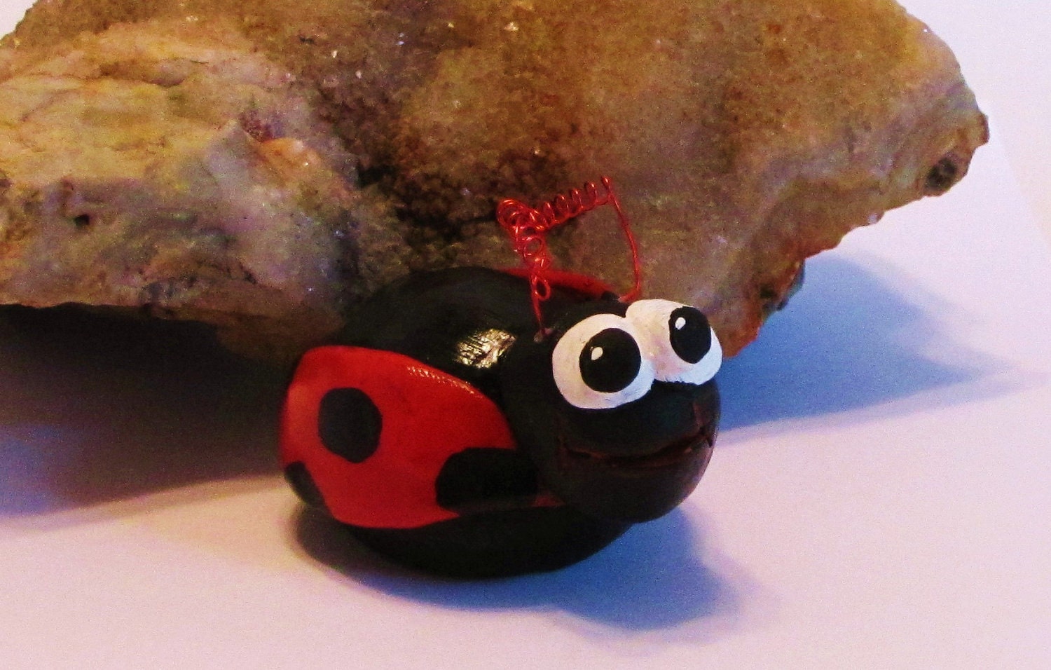 Little Lady Bug Polymer Clay Table Top Outdoor Ornament