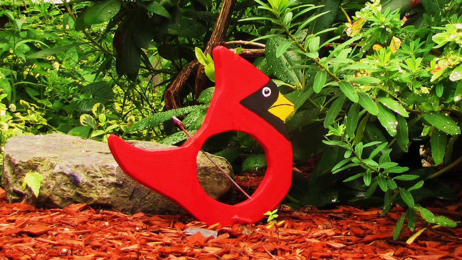 Northern Cardinal Hand Painted Wooden Birdfeeder