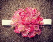 Pink vintage floral headband, baby headband, childrens headband, toddler headband, girls accessories, hair clip, hair accessory