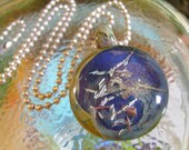 Lampwork Glass Necklace Pendant - Mythical Moon