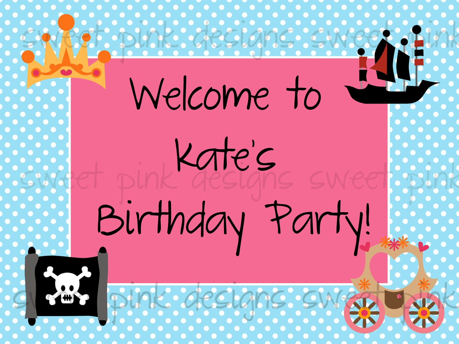 Printable Welcome Sign-Princess and Pirate Collection