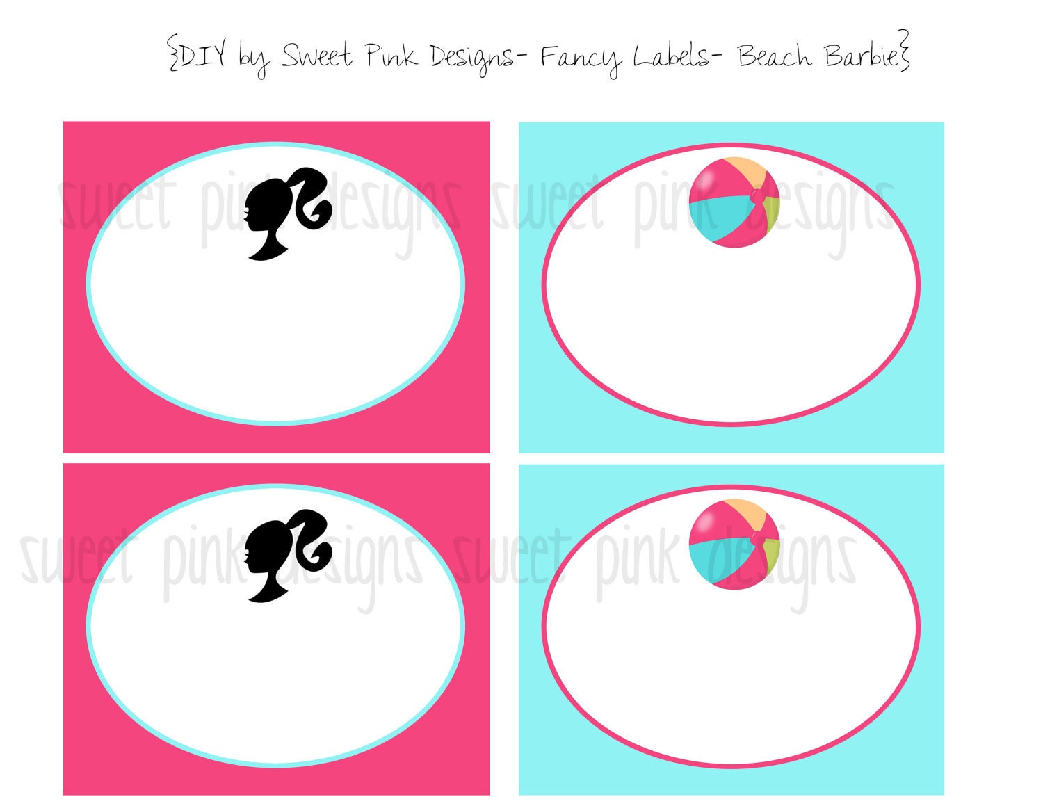 Printable Fancy Labels- Beach Barbie Collection