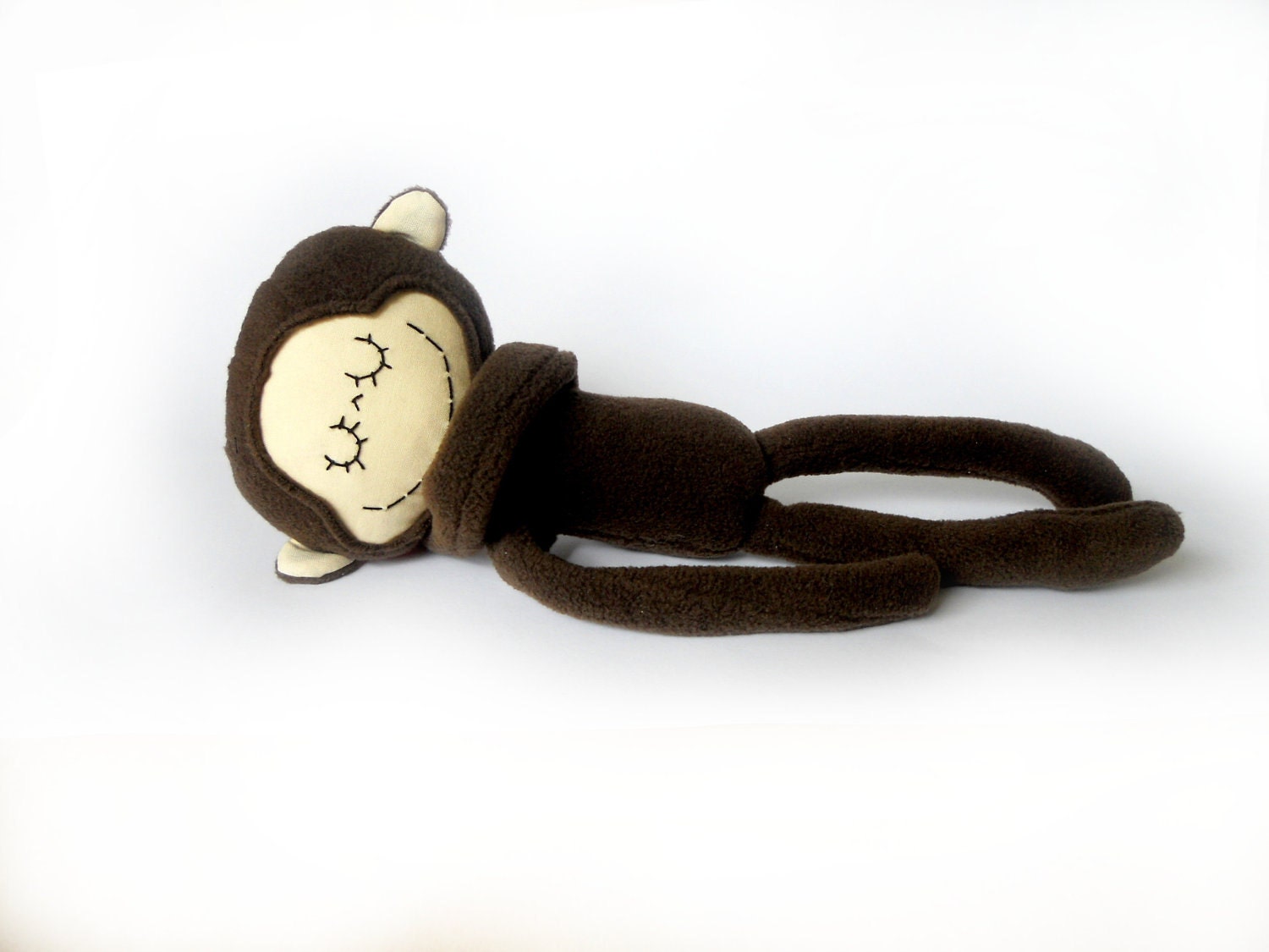Stuffed Animal Handmade Brown Monkey Soft Safe Baby Toy for Children Polar Fleece Cotton