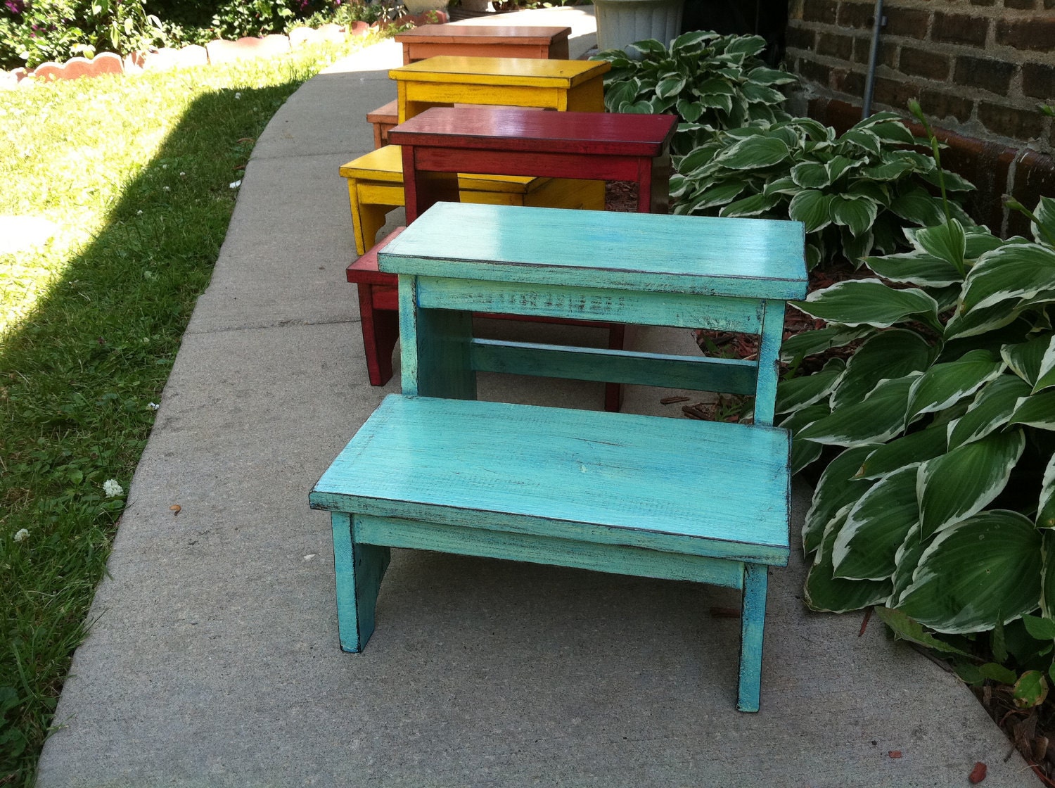 Step Stool,Tiffany-Blue, Vintage style, Shabby,Distressed,rustic