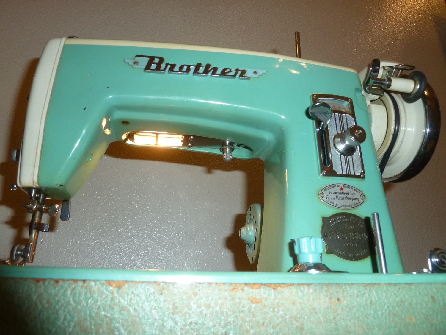 Vintage 1958 Turquoise Blue/ Mint Green Brother Sewing Machine