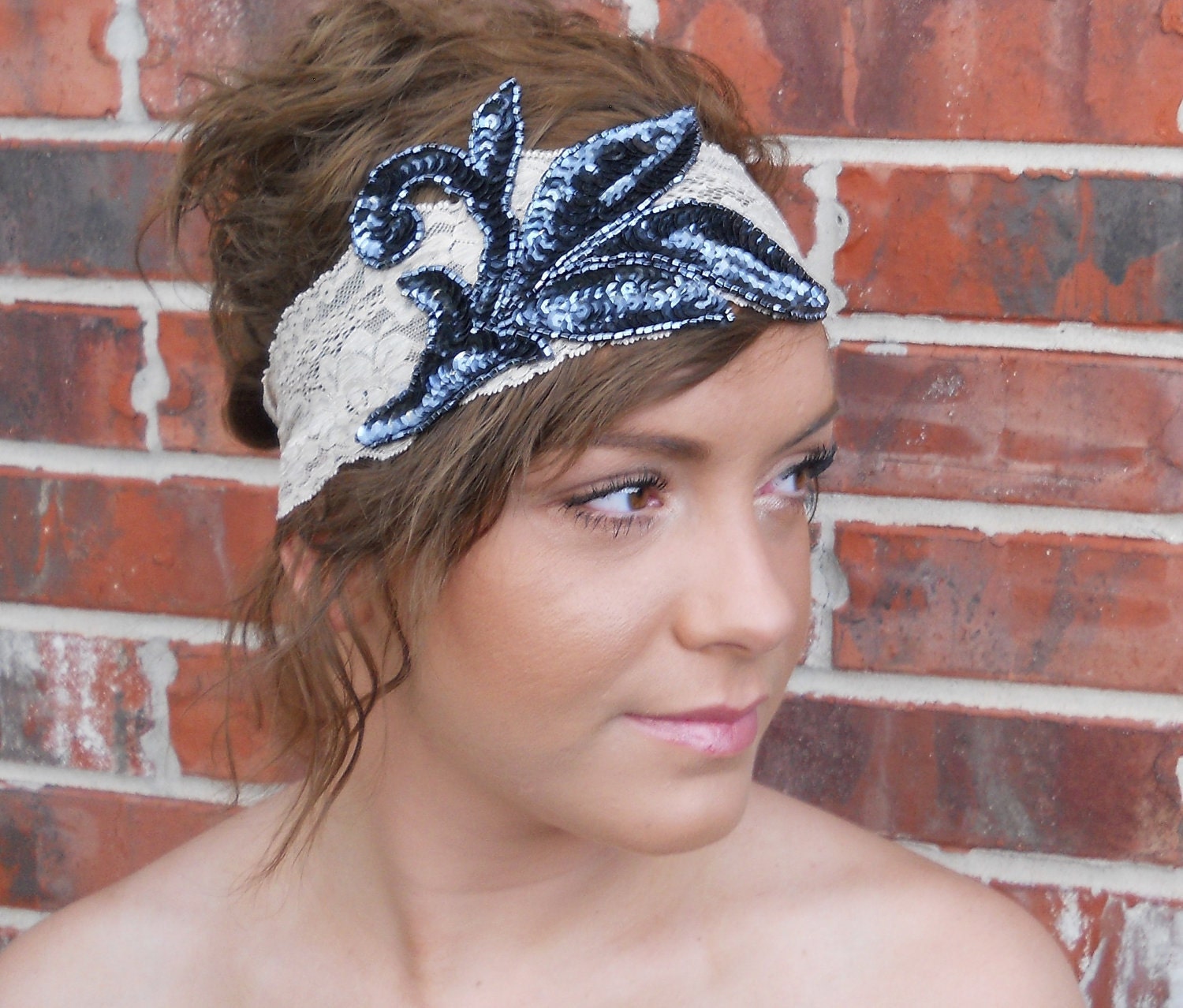 Retro Gunmetal Sequin Headband Flapper Headband by Leelee's Bridal Accessories on Etsy
