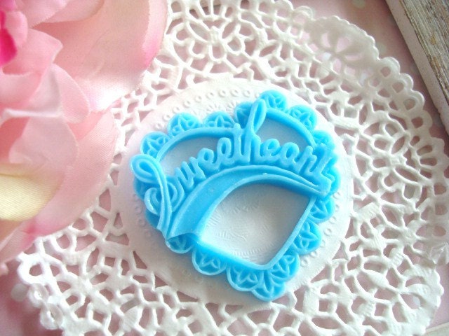 1pc Cute Big Resin SweetHeart Blue cabochon flatback