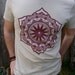 Indian Lotus Mandala in Rusty Marroon Screen Printed on a Sand Colored SoftStyle Tshirt