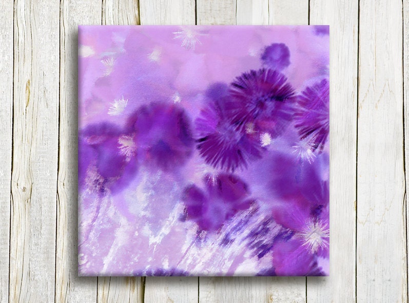 Purple flowers, Framed art, 12"/12", FREE SHIPPING