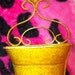 Vintage wall sconce upcycled vintage Yellow metal Hand distressed light in middle front Shabby Chic look