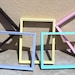 JEWELRY FRAME Love Candy Hand Painted Backless Wood Shadow Box Deep Blue Yellow Pink Black Purple Black Pictures display 10x8x1.5"