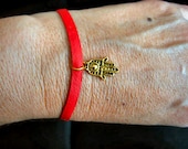 Boho Chic Red Leather Gold Hamsa Good Luck and Energy Hand Bracelet ...."FREE SHIPPING"