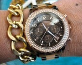 12 Boho Chic Single Gold Chunky Chain Stacking Bracelet...."FREE SHIPPING"