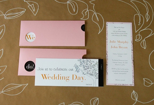Unique Wedding Invitation - The Slider: Tree Sketch