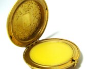 Compact Solid Perfume Raw Brass Gold Locket Embossed Round