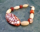 Chunky Orange and White Dragon Vein Agate bracelet