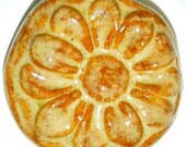YELLOW FLOWER Pocket Stone - Ceramic - Harvest Gold Art Glaze - Inspirational Art Piece