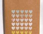 Color Fade Hearts Journal, Ombre Embossed Craft Paper Soft Cover Notebook, Journal, Jotter Seafoam Green, White and Yellow