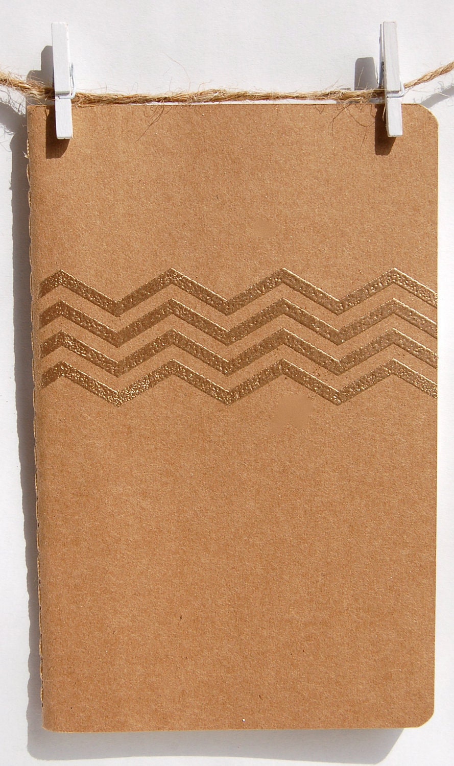 Gold Chevron Hand Embossed Soft Cover Craft Paper Notebook