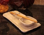 Plate with matching dip bowl for sushi or dish for dips and chips and all other dipping
