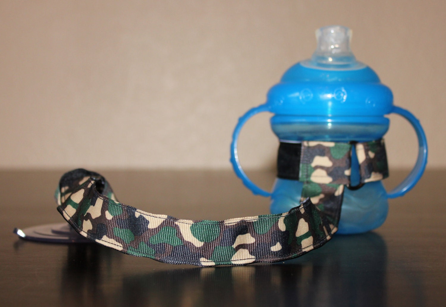 Bottle Tether, Toy Tether, Sippy Strap with Suction Cup-Camo Print 2