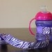 Bottle Tether, Toy Tether, Sippy Strap with Suction Cup- Purple & White Zebra