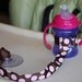Bottle Tether, Toy Tether, Sippy Strap with Suction Cup-Pink Polka Dots