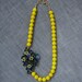 ISLA vintage brooch necklace - yellow blue green beaded necklace - vintage crystal necklace