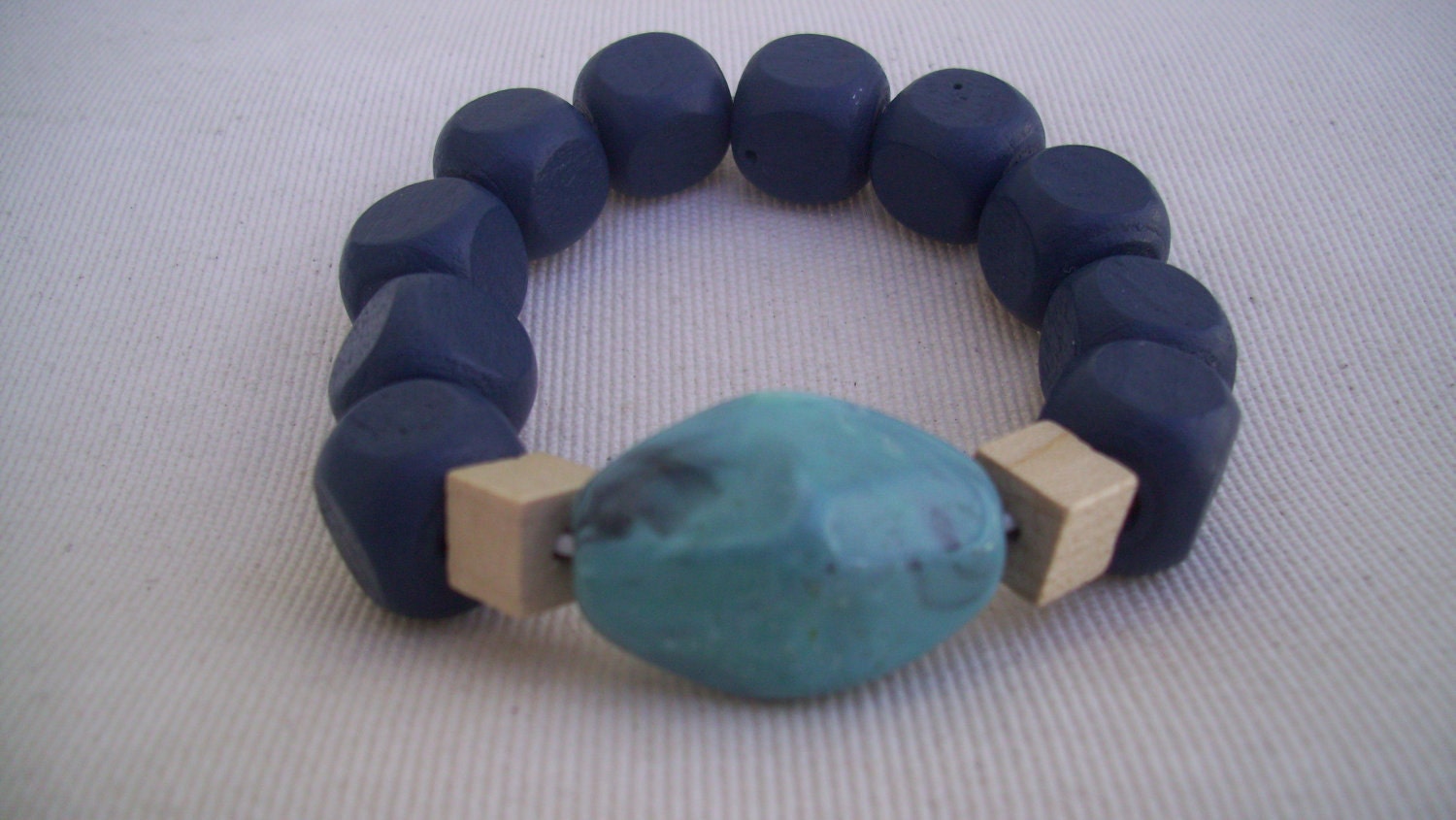 Mens Blue Summer Bracelet Chunky Nautical Chic Stretch Bangle LOH team