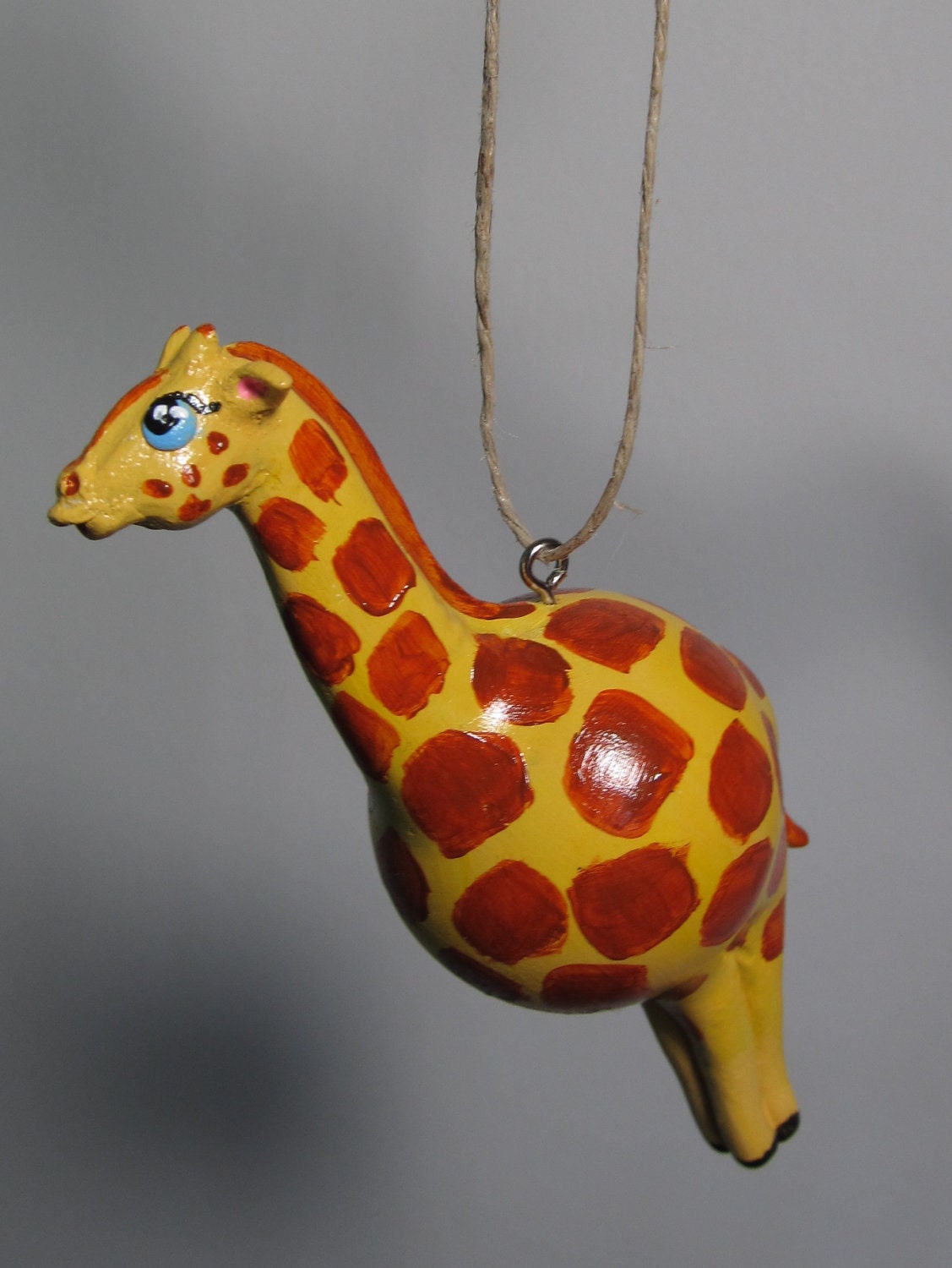 zoo ornament - giraffe ornament sculpture - for a nursery, window or tree handpainted, handsculpted ornament