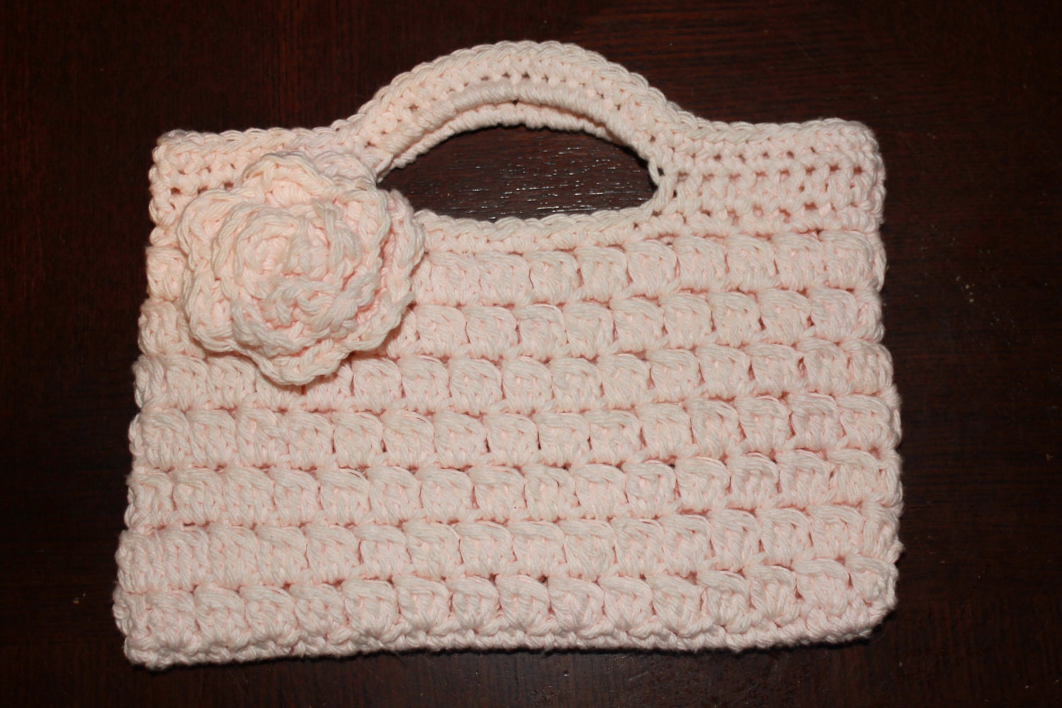 Ready to Ship - Small Pale Pink Purse Handbag with Rose (Also Available as Custom Order)