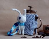 White Hare Good Morning French Coffee Press Coffee Cozy  - pdf Knitting Pattern