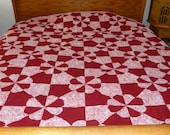 QUILT DUTCH WINDMILL Just perfect for a Mother's Day Gift-Queen size-Red and Pink Reversible