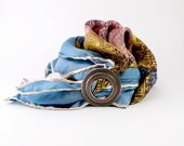Vintage Signed Lieba USA Scarf Clip with Spring Inspired Pastel Vintage Scarf