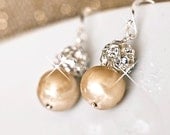 Sterling Silver Wedding Jewellery for the Bride. Drop Pearl Rhinestone Earrings. Vintage Style Wedding Earrings.