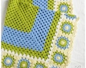 Crochet baby afghan Blanket - apple green and blue color for baby made to order