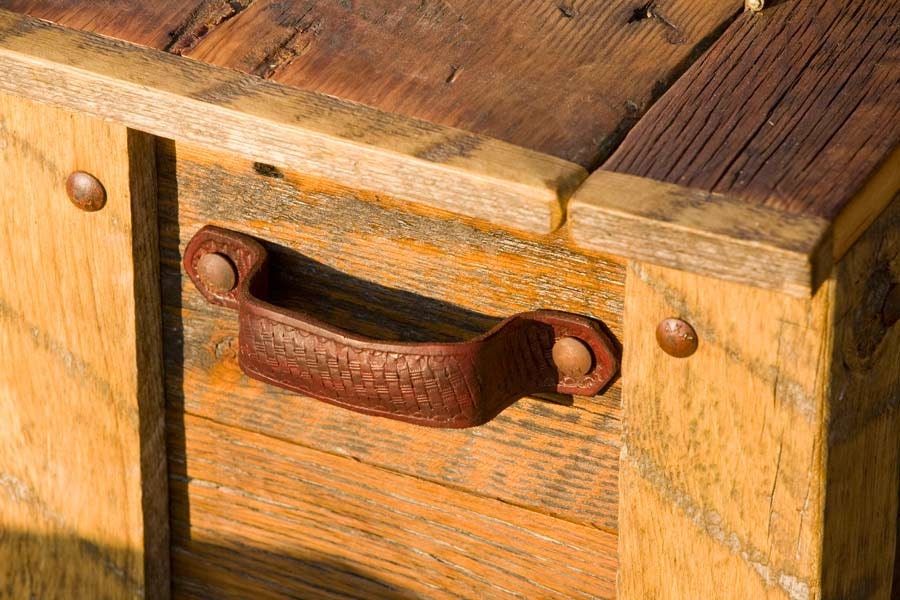 Rustic Barn Wood Boot Bench / File Cabinet with leather handles