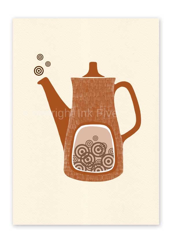 Kitchen art print Drink Me. Tea pot wall decor. Nursery print. Brown illustration. A4, image fits 8x10 inch frame opening. Tea coffee art