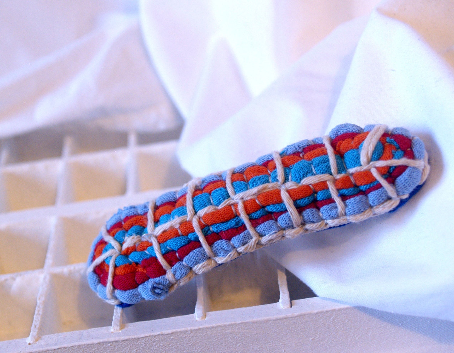 Lucille's Path - Quilted Hair Clip, Handmade with Recycled T shirt Jersey fabric