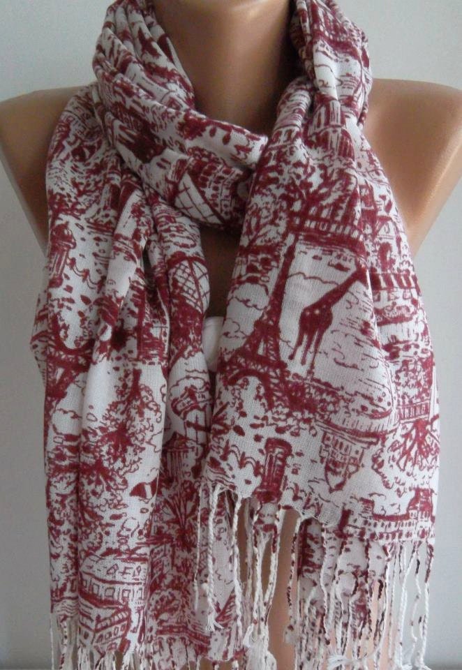 Scarf  Elegance Scarf Shawl  / Cotton  Scarf ....Eiffel.